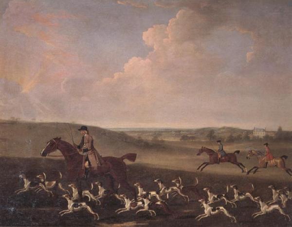 James Seymour A Huntsman and Hounds Near a Country House oil painting image